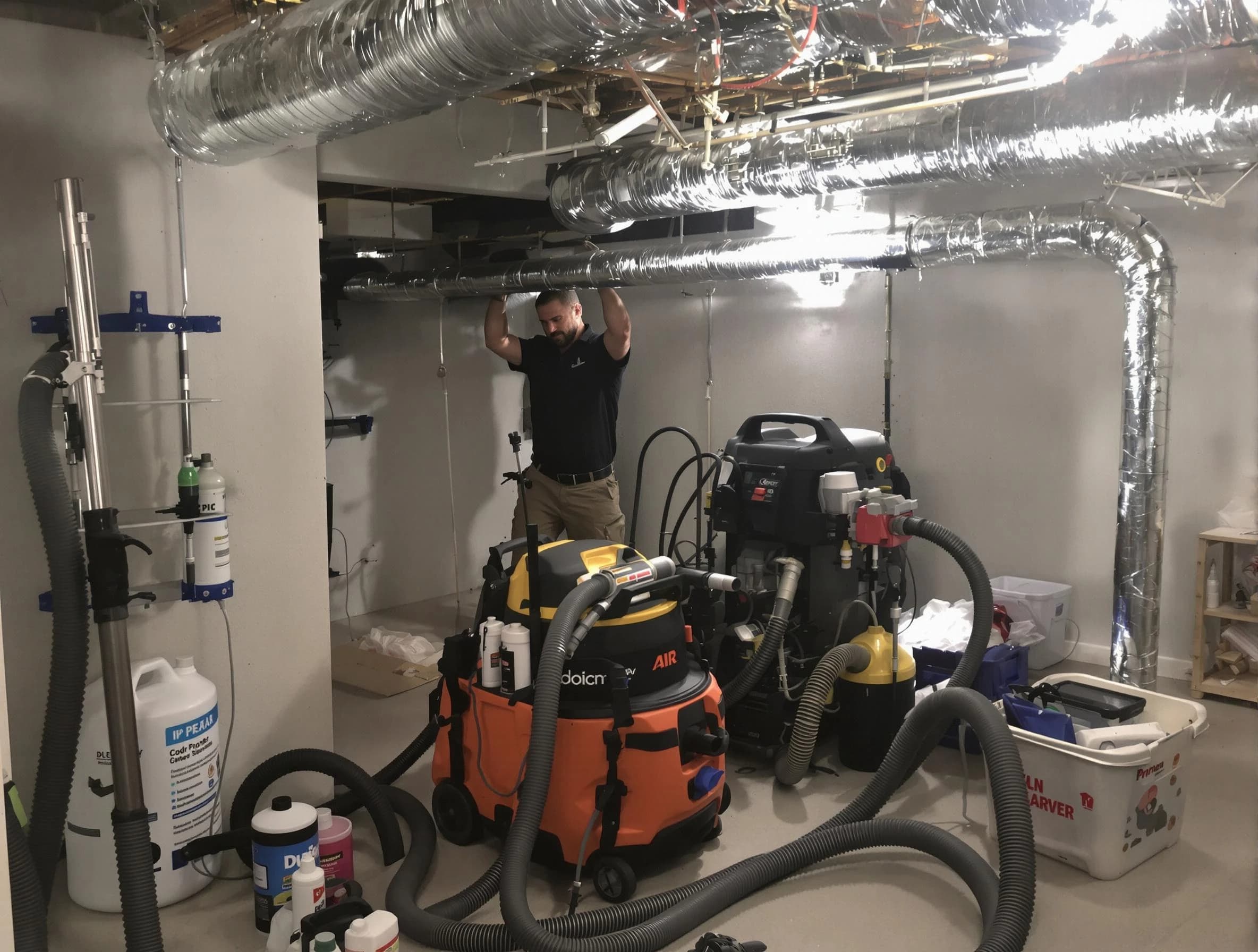 Nashville Air Duct Cleaning specialist performing professional mold removal from air ducts using safety equipment in Nashville
