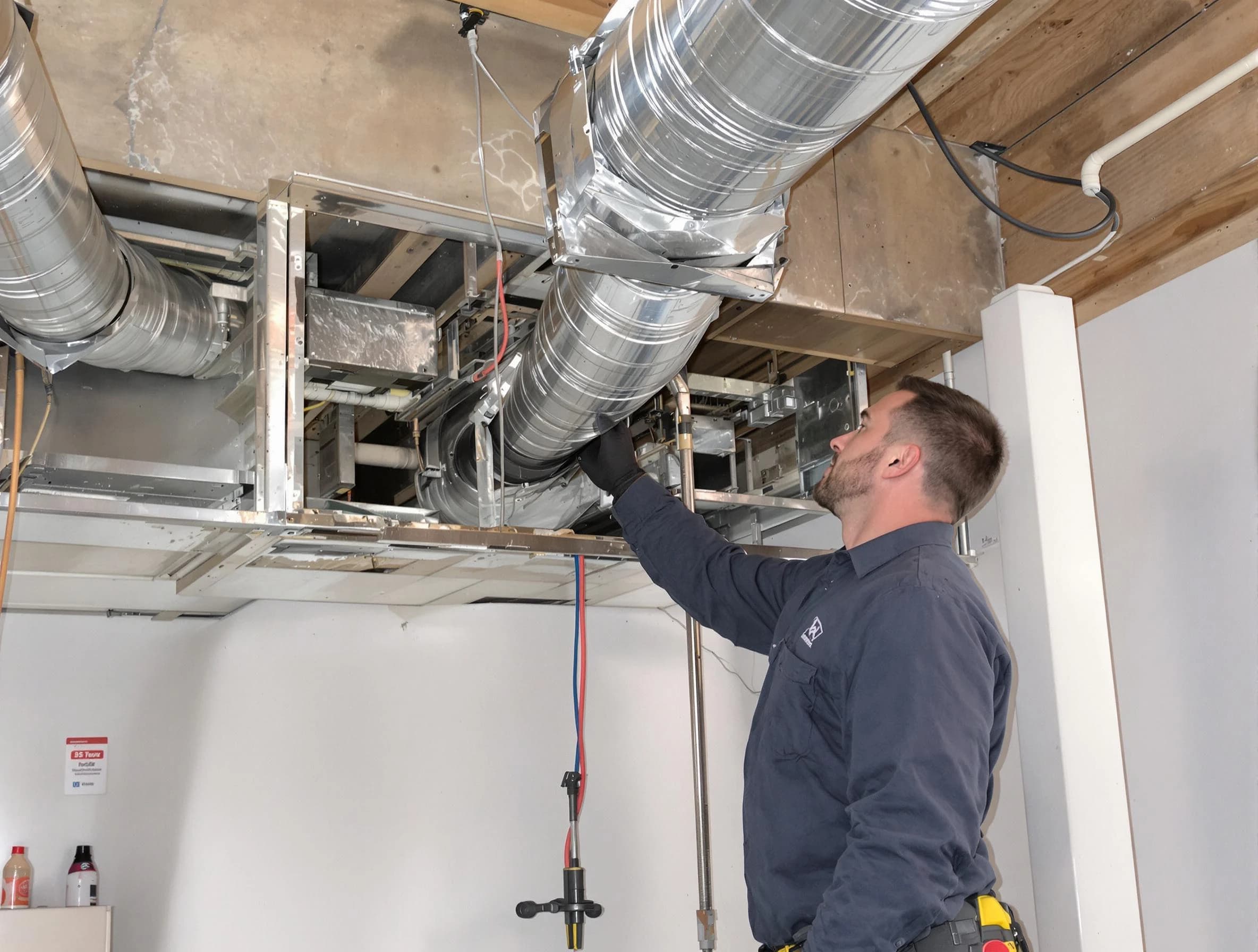 Nashville Air Duct Cleaning technician performing professional air duct repair using specialized tools in Nashville
