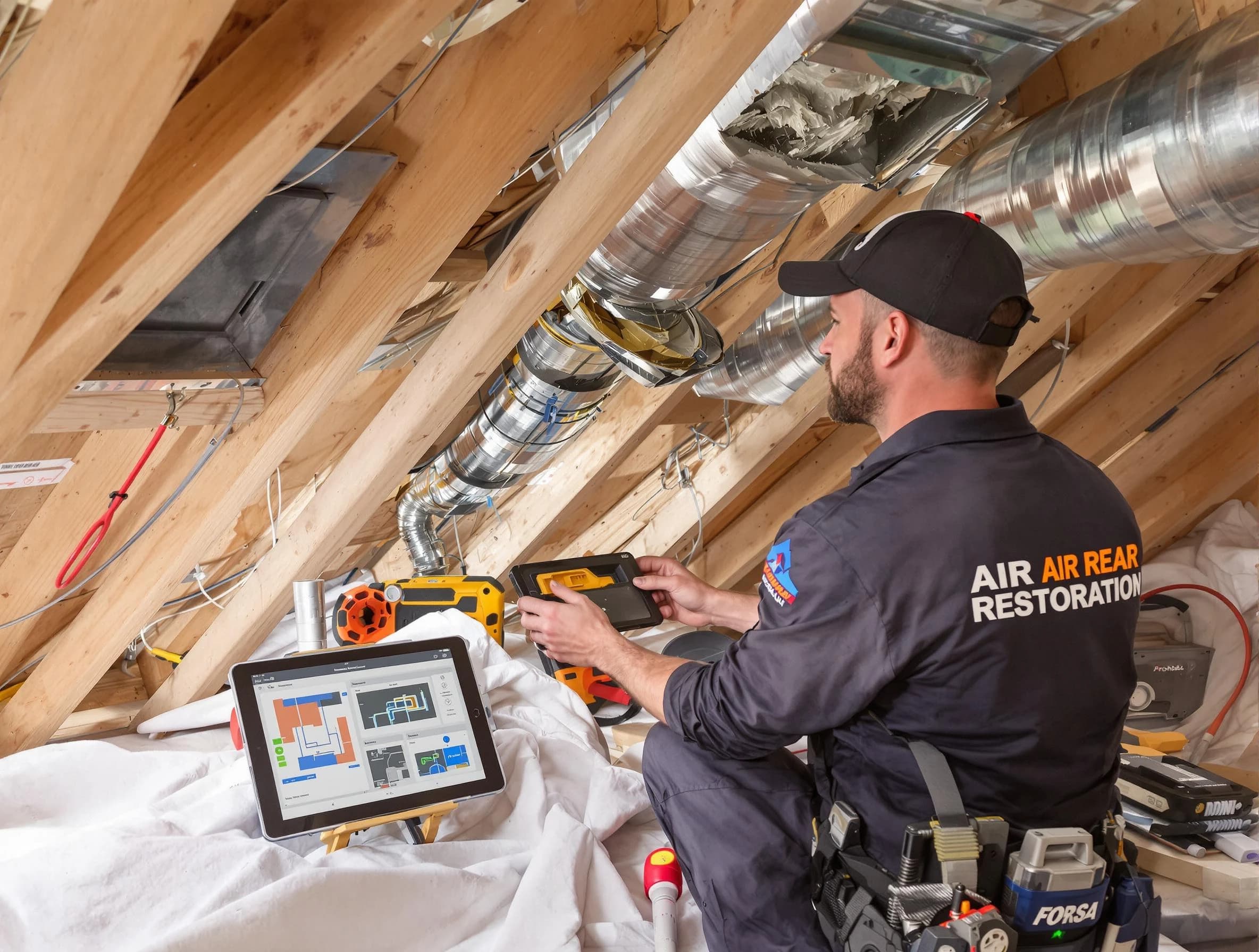 Nashville Air Duct Cleaning technician performing precise duct repair work in Nashville