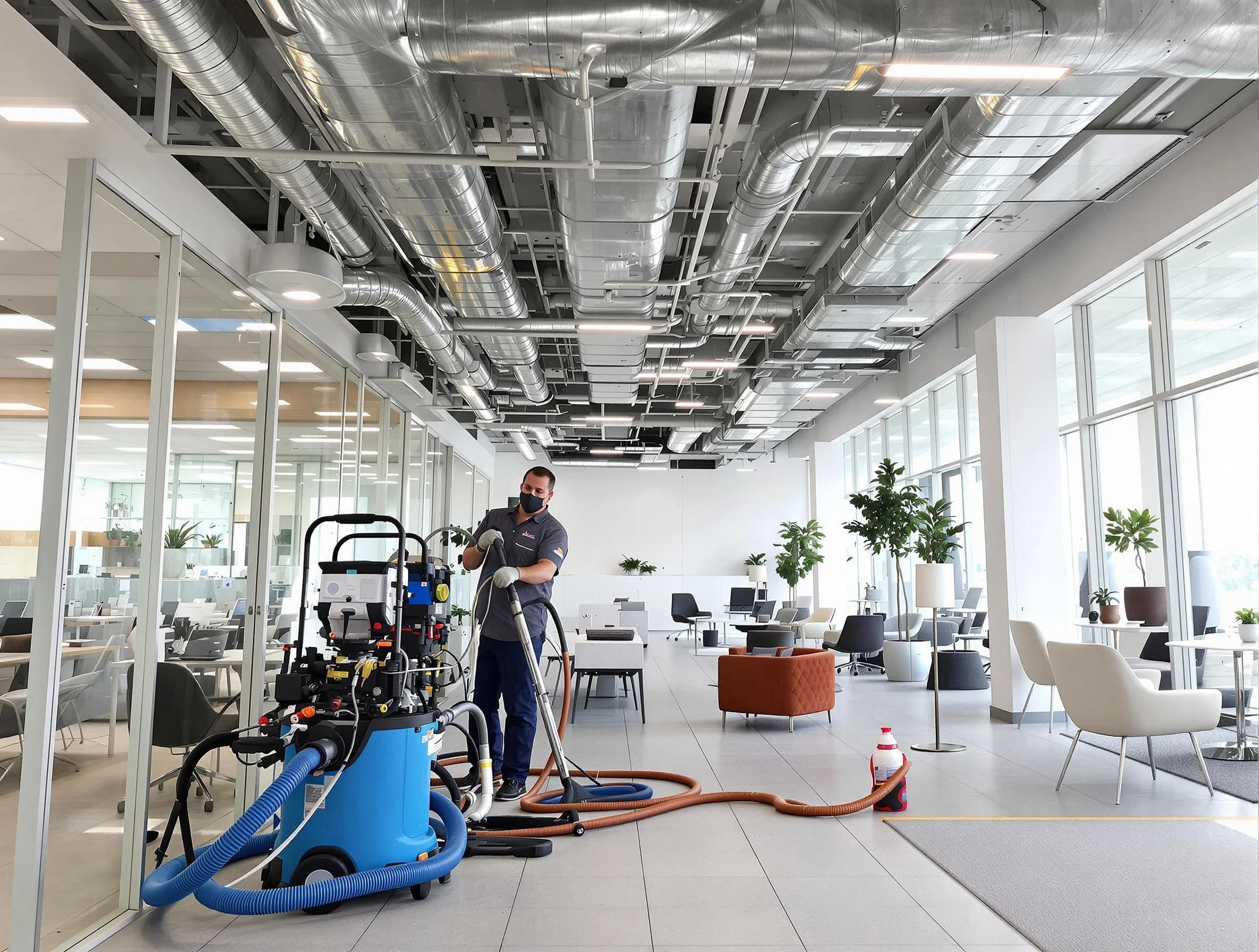 Nashville Air Duct Cleaning team conducting comprehensive commercial duct cleaning at a business location in Nashville