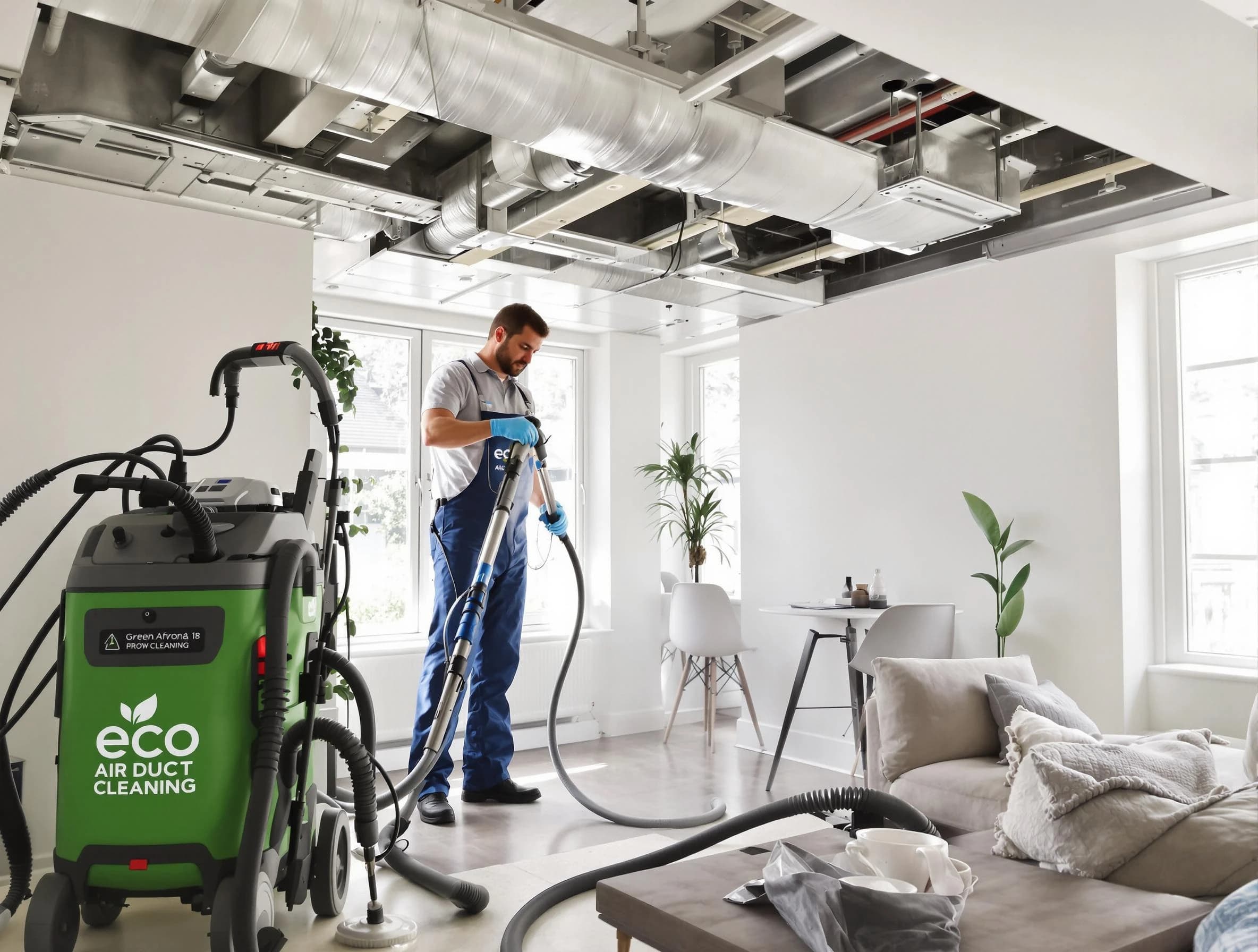 Nashville Air Duct Cleaning technician performing eco-friendly duct cleaning using sustainable methods in Nashville